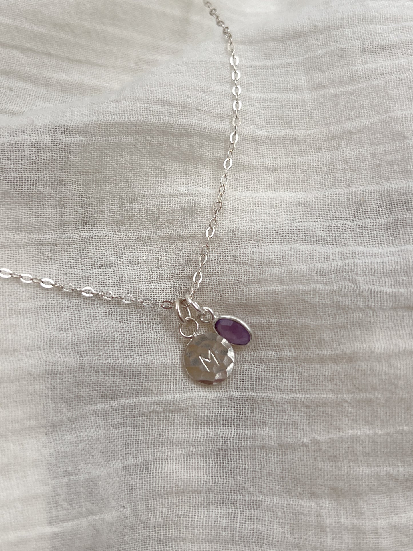 LUNA Birthstone Necklace in Silver