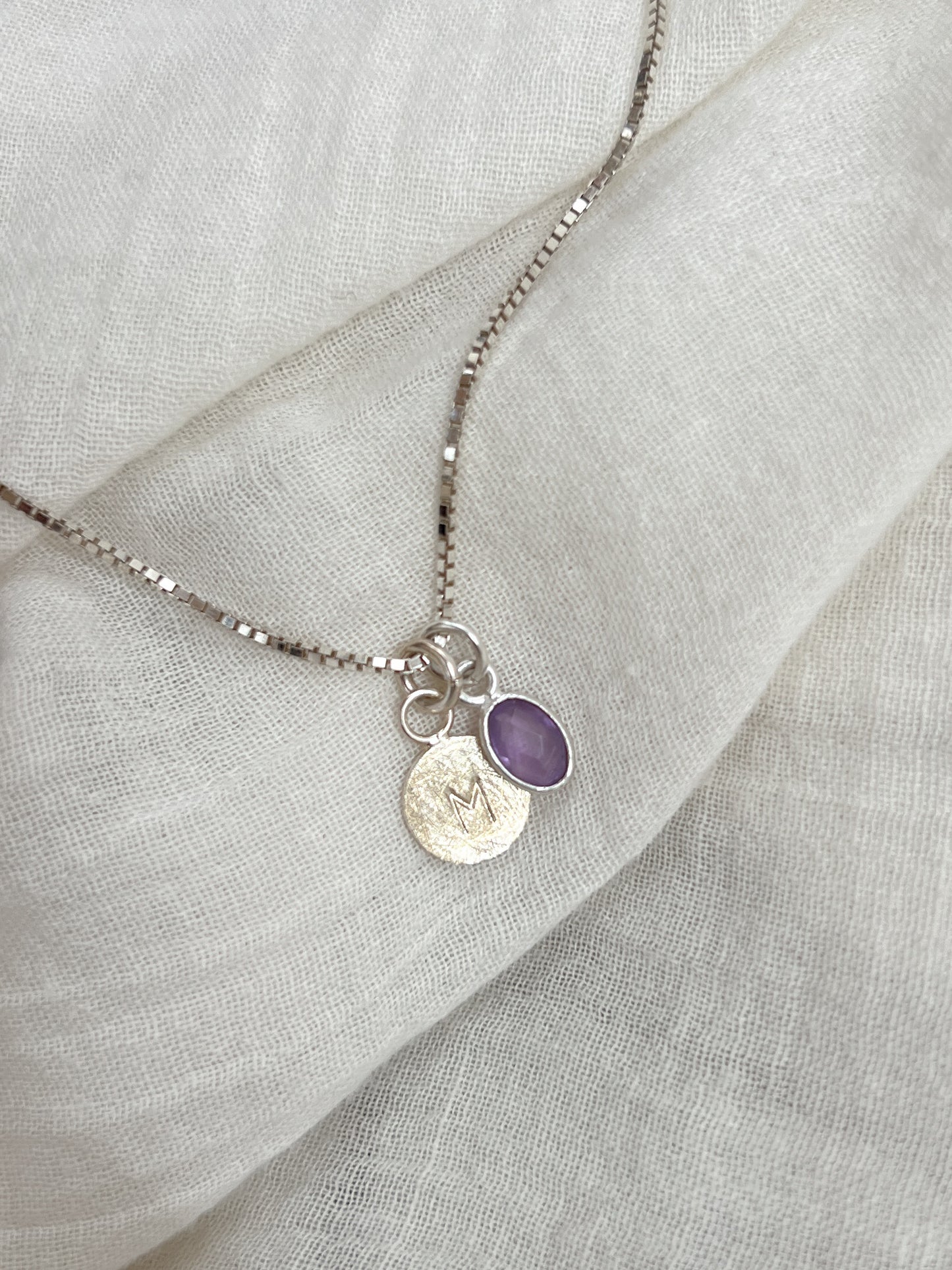 LUNA Birthstone Necklace in Silver