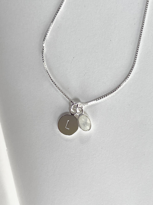 LUNA Birthstone Necklace in Silver